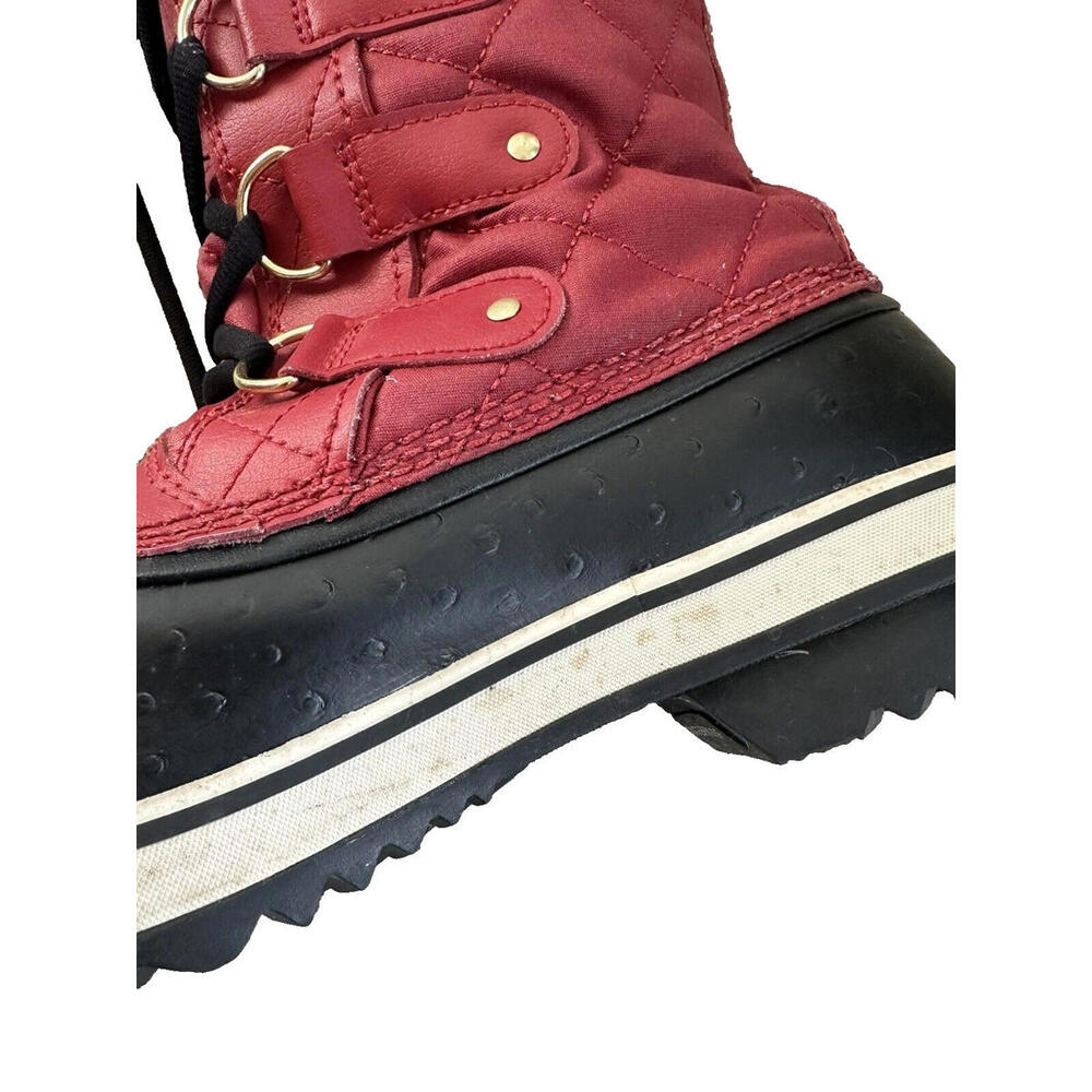 Sorel Joan of Arc Red Waterproof Snow Boots Womens 7 Faux Fur Quilted Winter - Picture 8 of 9